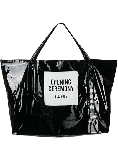 Opening Ceremony Giant Box Logo Tote Bag In Black