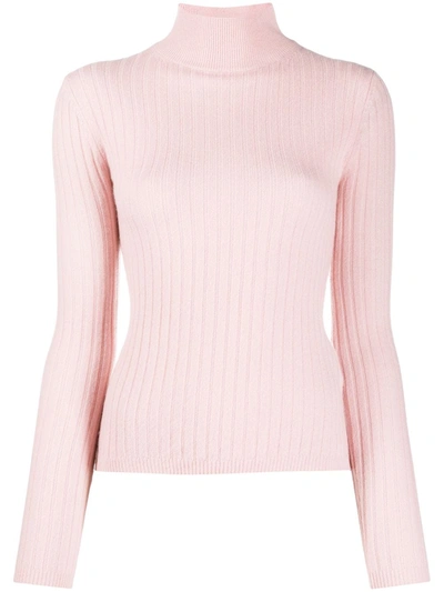 Allude Ribbed Knit Cashmere Jumper In Pink