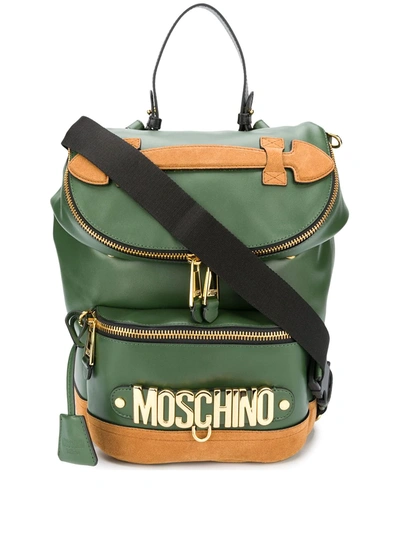Moschino Logo Backpack In Green