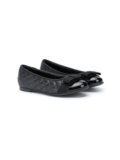 Montelpare Tradition Teen Bow Quilted Ballerina Shoes In Black