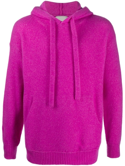 Laneus Knitted Drawstring Hoodie In Pink