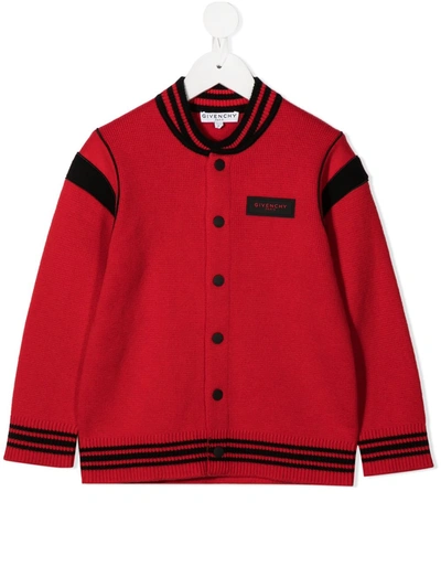 Givenchy Kids' Logo Patch Cardigan In Red