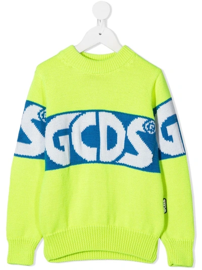 Gcds Kids' Colour-block Logo Jumper In Yellow