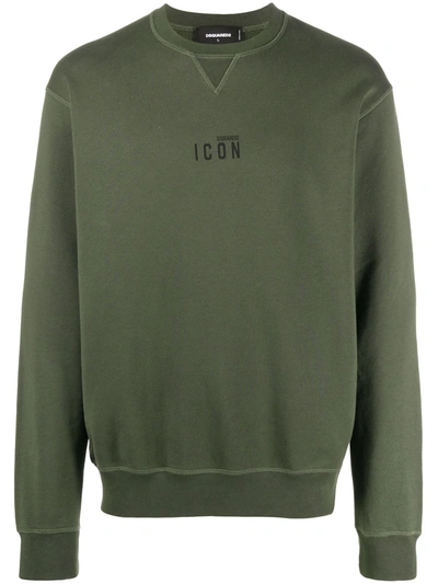 Dsquared2 Icon Print Cotton Sweatshirt In Green