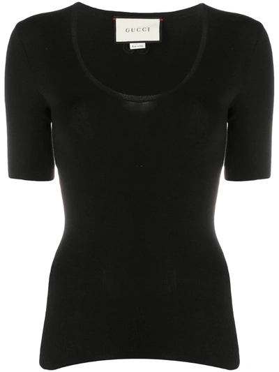Gucci Scoop-neck Knitted Top In Black