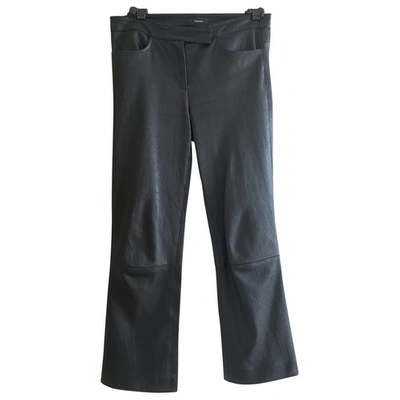 Pre-owned Theory Leather Straight Pants In Black