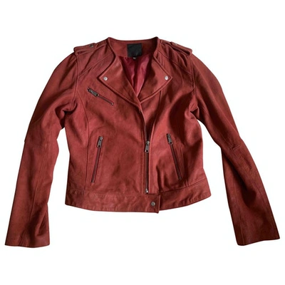 Pre-owned Joie Leather Biker Jacket In Red