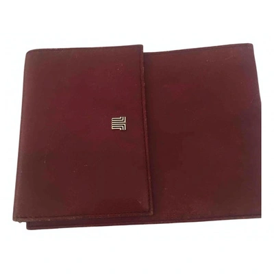 Pre-owned Lanvin Leather Card Wallet In Burgundy