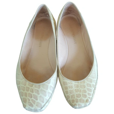 Pre-owned Emporio Armani Leather Ballet Flats In Beige