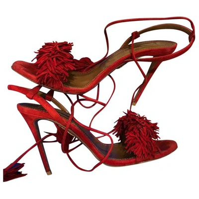 Pre-owned Aquazzura Wild Thing Red Suede Sandals