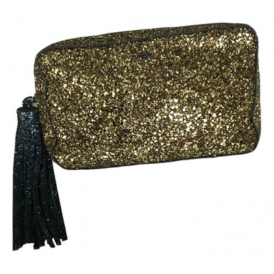 Pre-owned Anya Hindmarch Glitter Clutch Bag In Gold