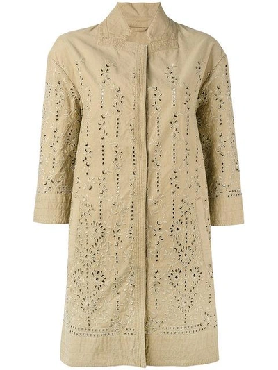 Ermanno Scervino Broderie Anglaise Coat In Neutrals