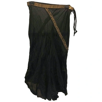 Pre-owned Pinko Linen Mid-length Skirt In Black