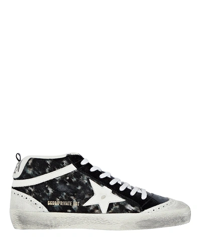 Golden Goose Mid Star Leather Sneakers In Black