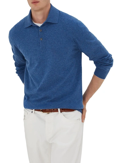 Brunello Cucinelli 2-ply Cashmere Polo In Waves