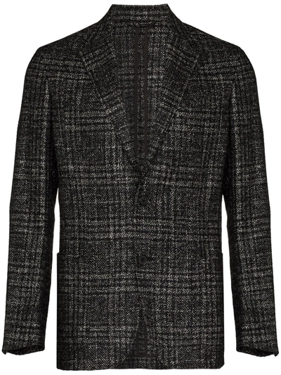 Ermenegildo Zegna Men's Melange Check Two-button Blazer In Grey