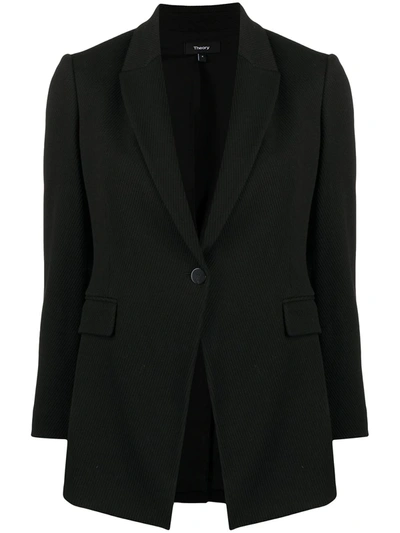 Theory Crop Sleeve Buttoned Blazer In Black