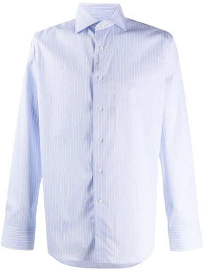 Canali Striped Print Shirt In Blue