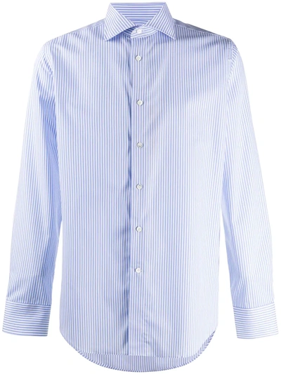 Canali Striped Print Shirt In Blue