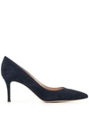 Gianvito Rossi 70 Pointed-toe Pumps In Denim Blue Suede