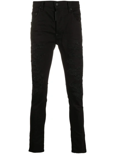 Dsquared2 Distressed Skinny Jeans In Black