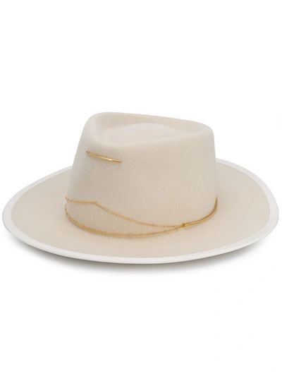 Van Palma Anna Chain Embellished Hat In White