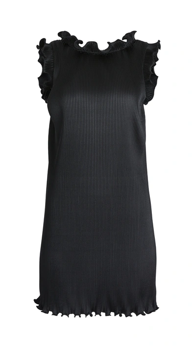 The Marc Jacobs Ruffled Plissé Stretch-satin Mini Dress In Black