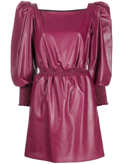 Philosophy Di Lorenzo Serafini Shirred Faux Leather Mini Dress In Burgundy