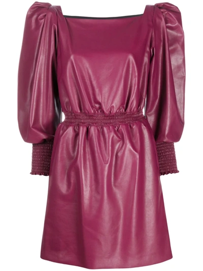 burgundy faux leather mini dress Rent Miss Selfridge Belted Faux Leather Pinny Dress In Burgundy main image 1