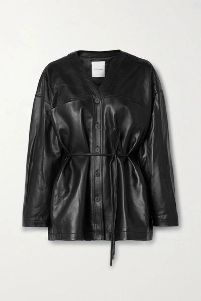 Le 17 Septembre Belted Leather Jacket In Black