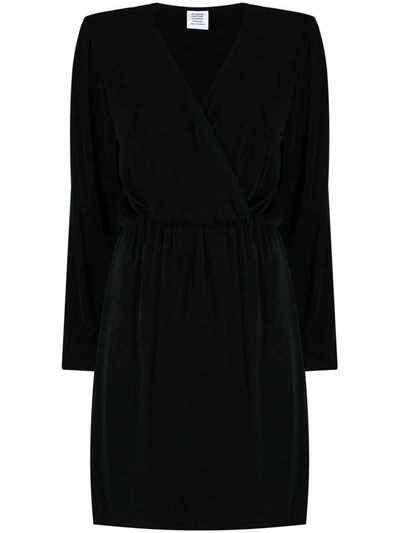 Vetements Wrap-effect Plissé Stretch-crepe Mini Dress In Black