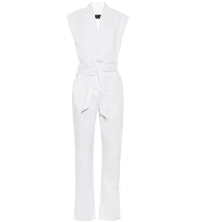 Rta Cynthia Wrap-effect Cotton-twill Jumpsuit In White