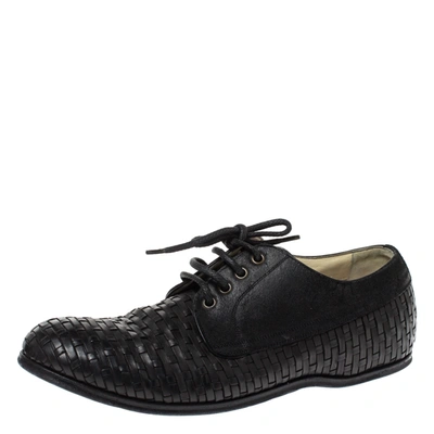 Pre-owned Dolce & Gabbana Black Woven Leather And Suede Lace Up Derby Size 42