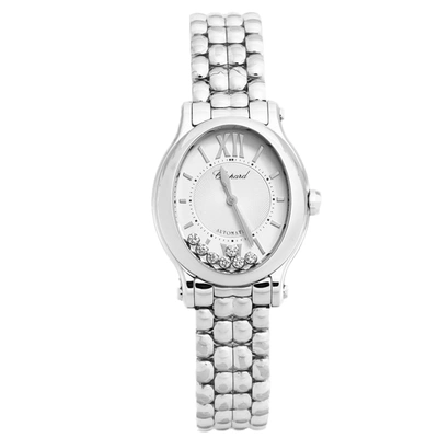 Pre-owned Chopard Silver Stainless Steel Diamond Happy Sport 8602 Women's Wristwatch 30 Mm