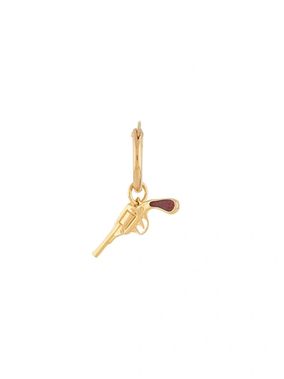 True Rocks Pistol Charm Single Hoop Earring In Gold