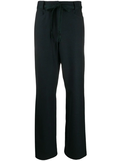 Odeeh High-waisted Front Tie Trousers In Blue