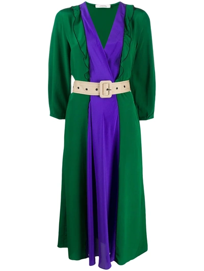 Dorothee Schumacher Colour Block Silk Dress In Green