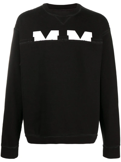 Maison Margiela Half Logo Cotton Sweatshirt In Black