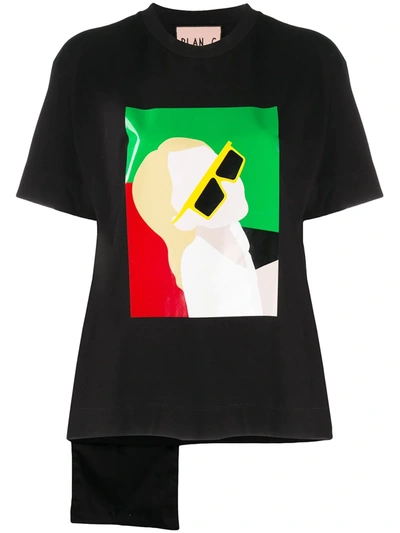 Plan C Colour-block Print T-shirt In Black