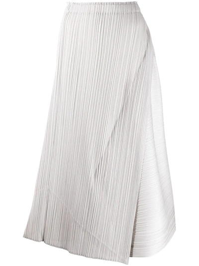 Issey Miyake Wrap-style Pleated Skirt In Grey