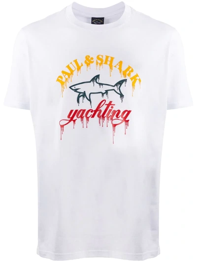 Paul & Shark Logo Print T-shirt In White