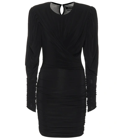 Isabel Marant Ruched Long Sleeve Jersey Minidress In Black