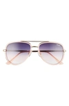 Quay All In 52mm Mini Aviator Sunglasses In Light Pink/ Blue Fade