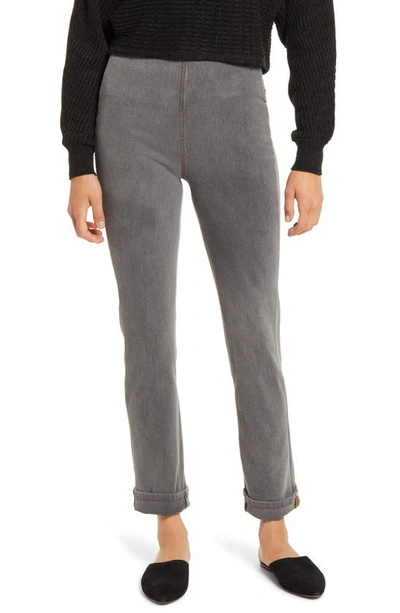 Lyssé Boyfriend High Rise Denim Leggings In Mid Grey