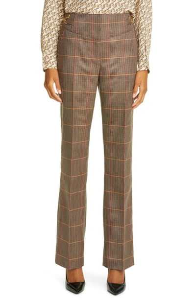 Burberry Lovisa Plaid Wool Blend Slim Pants In Dark Brown Check