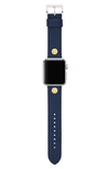 Tory Burch Leather Strap For Apple Watch, 38mm/40mm (nordstrom Exclusive) In Navy