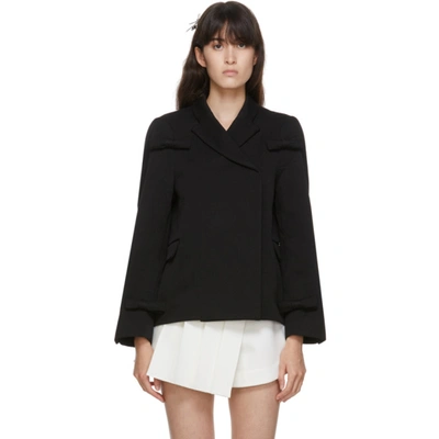 Shushu-tong Bow Detail Wool & Cotton Twill Jacket In Ba100 Black