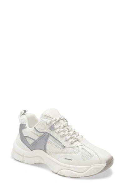 Topshop Camber Sneaker In White/ Metallic Silver