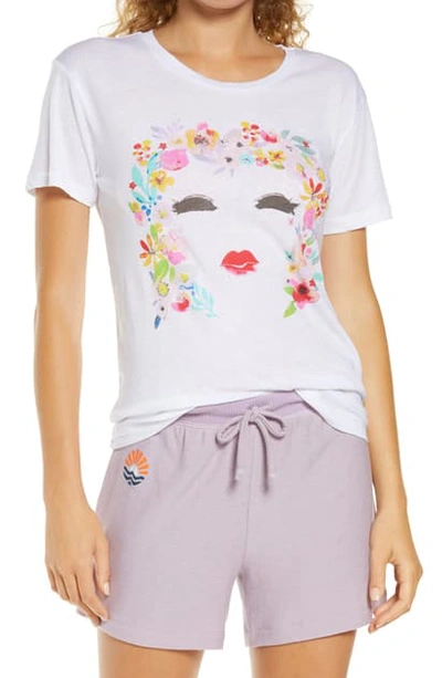 Chaser Floral Face Graphic Sleep Tee In White