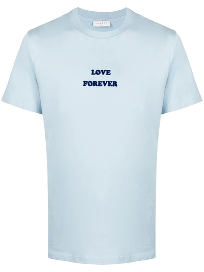 Sandro Slogan Short-sleeve T-shirt In Blue